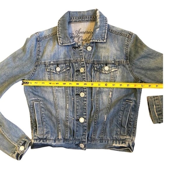 American Eagle Tomgirl  Cropped Denim Jacket Size Sm - Picture 8 of 11